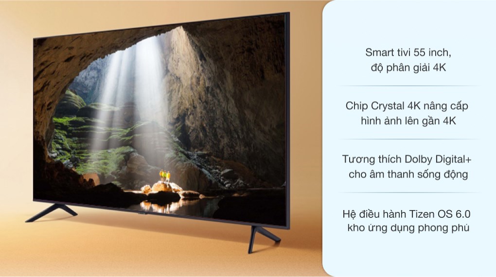 Smart Tivi Samsung 55AU7700 4K , khiển giọng nói