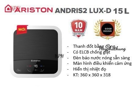 Bình nóng lạnh 15 lít Ariston Andris2 LUX-D 15