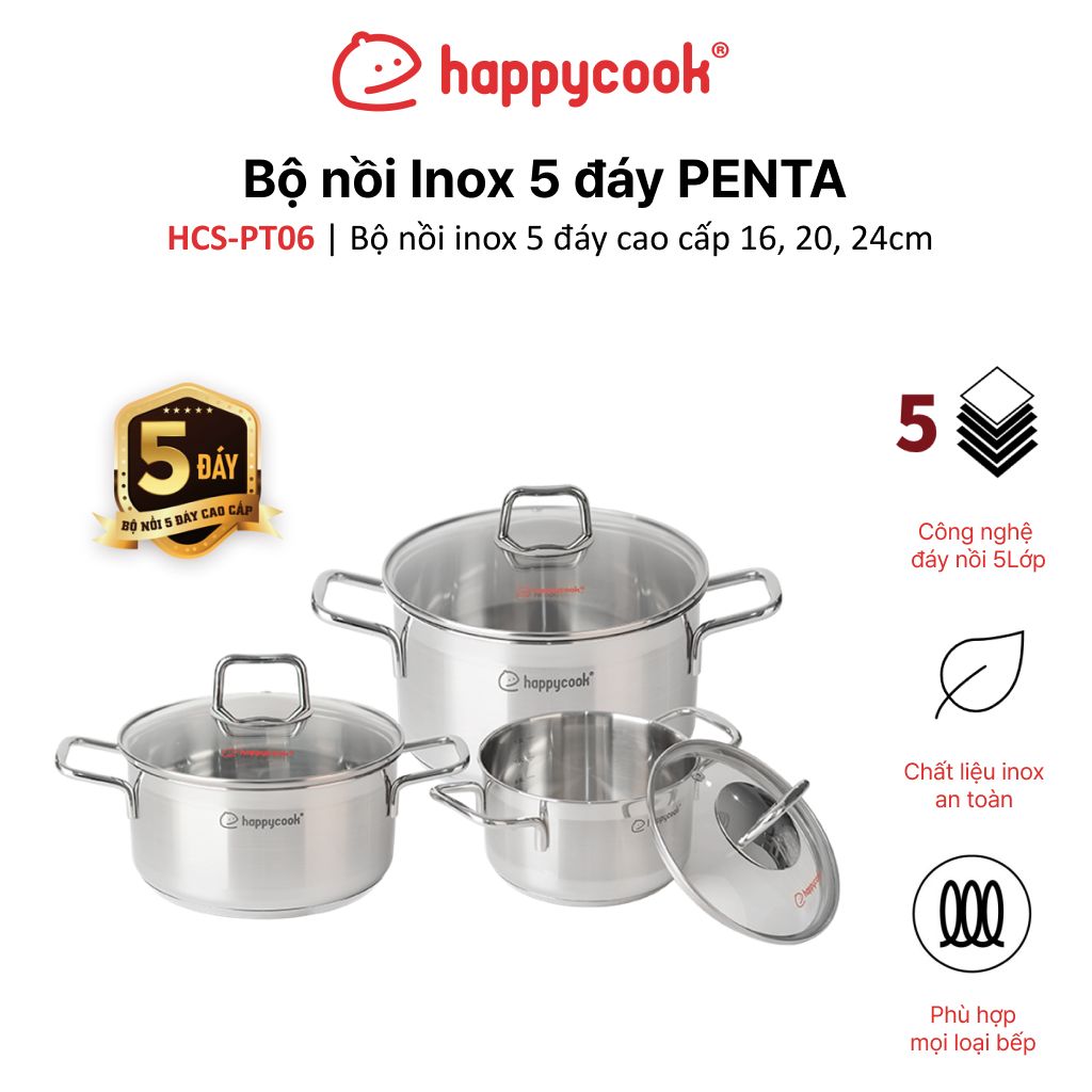 Bộ nồi Inox 5 đáy Penta HAPPYCOOK, HCS-PT06