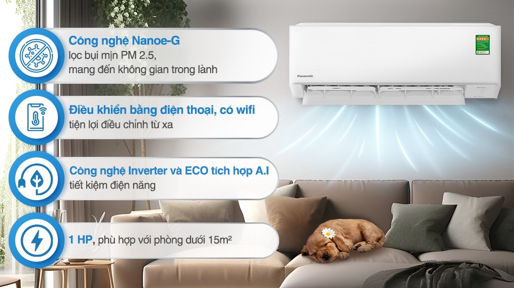 Điều hòa Panasonic Inverter 9040 BTU CU/CS-PU9AKH-8