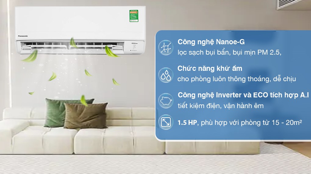 Điều hòa Panasonic Inverter 12000 BTU CU/CS-PU12AKH-8