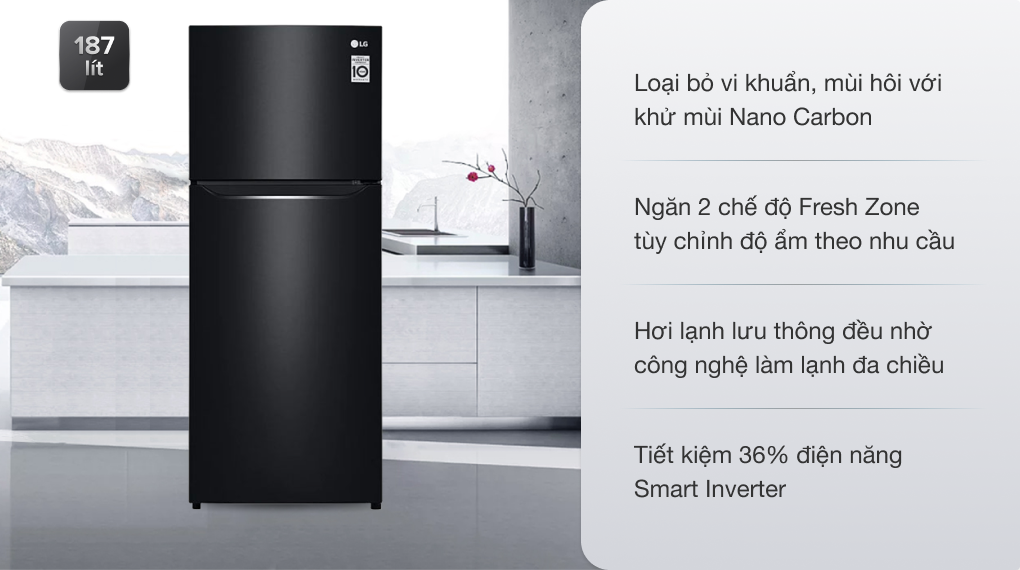 Tủ lạnh LG Inverter 187 lít GN-L205WB