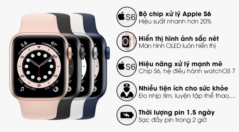 Apple Watch S6 40mm viền nhôm dây cao su
